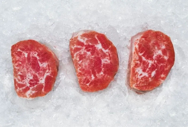 Plant based filet mignon marbled with sunflower oil. Credit: Juicy Marbles