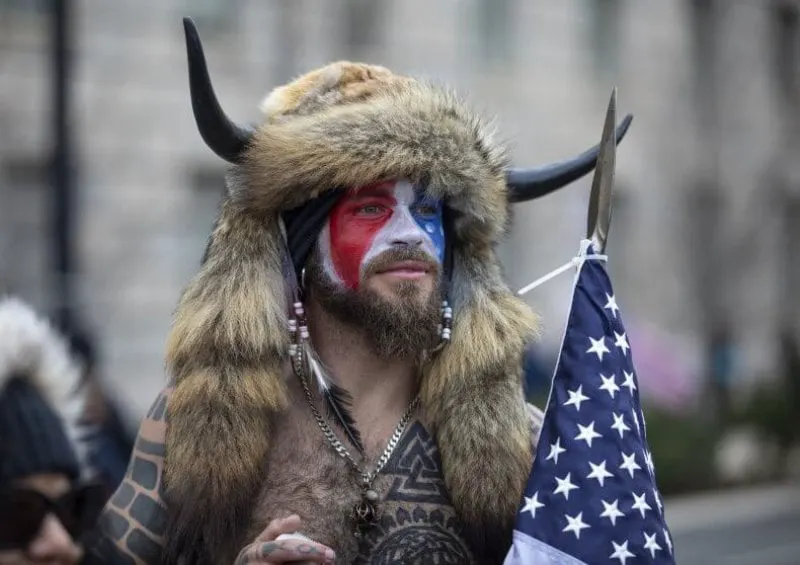 Jacob Chansley, a.k.a. the QAnon Shaman who stormed the US Capitol, refused to eat food in jail because it was not organic. Credit: Robert Nickelsberg/Getty Images