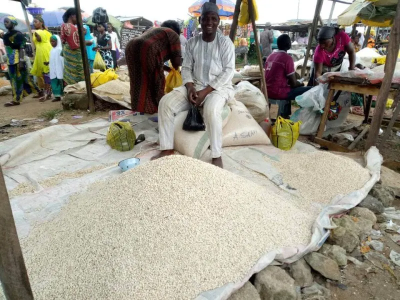 Cowpeas for sale in a Nigerian market. Credit: Nkechi Isaac