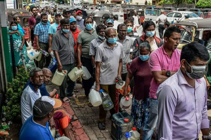 Fuel lines during Sri Lanka's crisis highlights the delicacy of interconnected sectors like healthcare, food, and fuel. Credit: Atul Loke