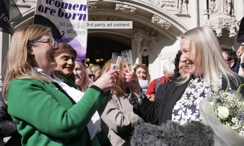 Susan Smith (left) and Marion Calder, the co-directors of For Women Scotland, celebrate after the supreme court ruling