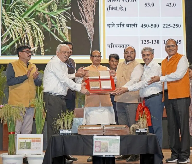 The Union Minister of Agriculture and Farmers Welfare and Rural Development, Shri Shivraj Singh Chouhan attends the Release event of worlds first ever two genome-edited rice varieties - developed in India at Bharat Ratna C. Subramaniam Auditorium, in New Delhi on May 04, 2025.