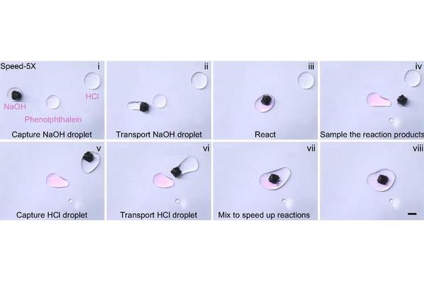 Magnetic Microrobot Enables Mechanical Mixing of Microscopic Materials