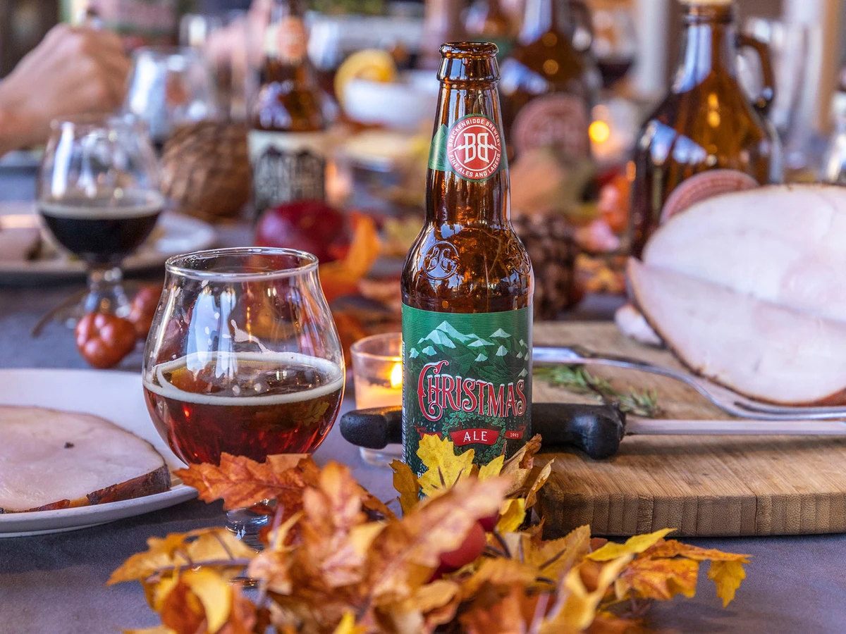 glass of Christmas Ale on a Thanksgiving table