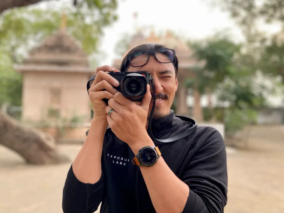 Chasing Time director Jeff Orlowski-Yang with a camera