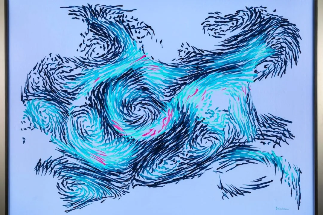 swirling blue and teal brush strokes