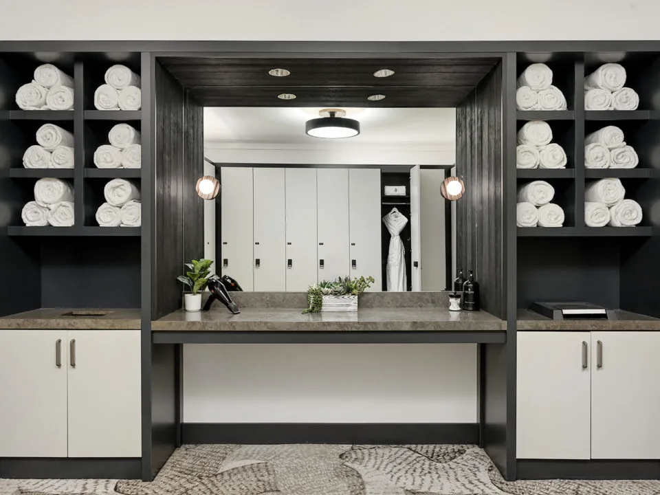 Black vanity in a dressing room