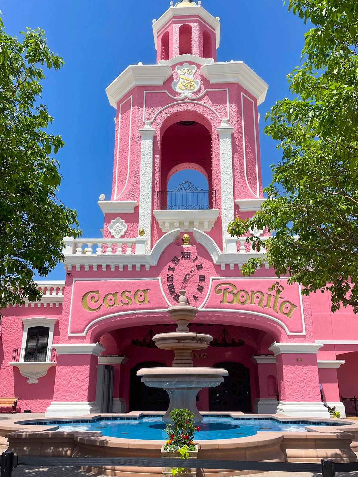 The exterior of the iconic pink palace