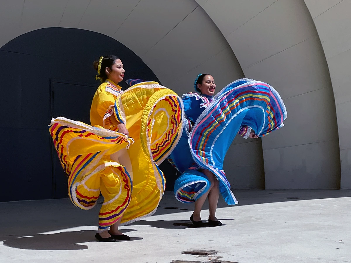 Traditional Mexican dancers in the Boulder Bandshell on Día del Niño