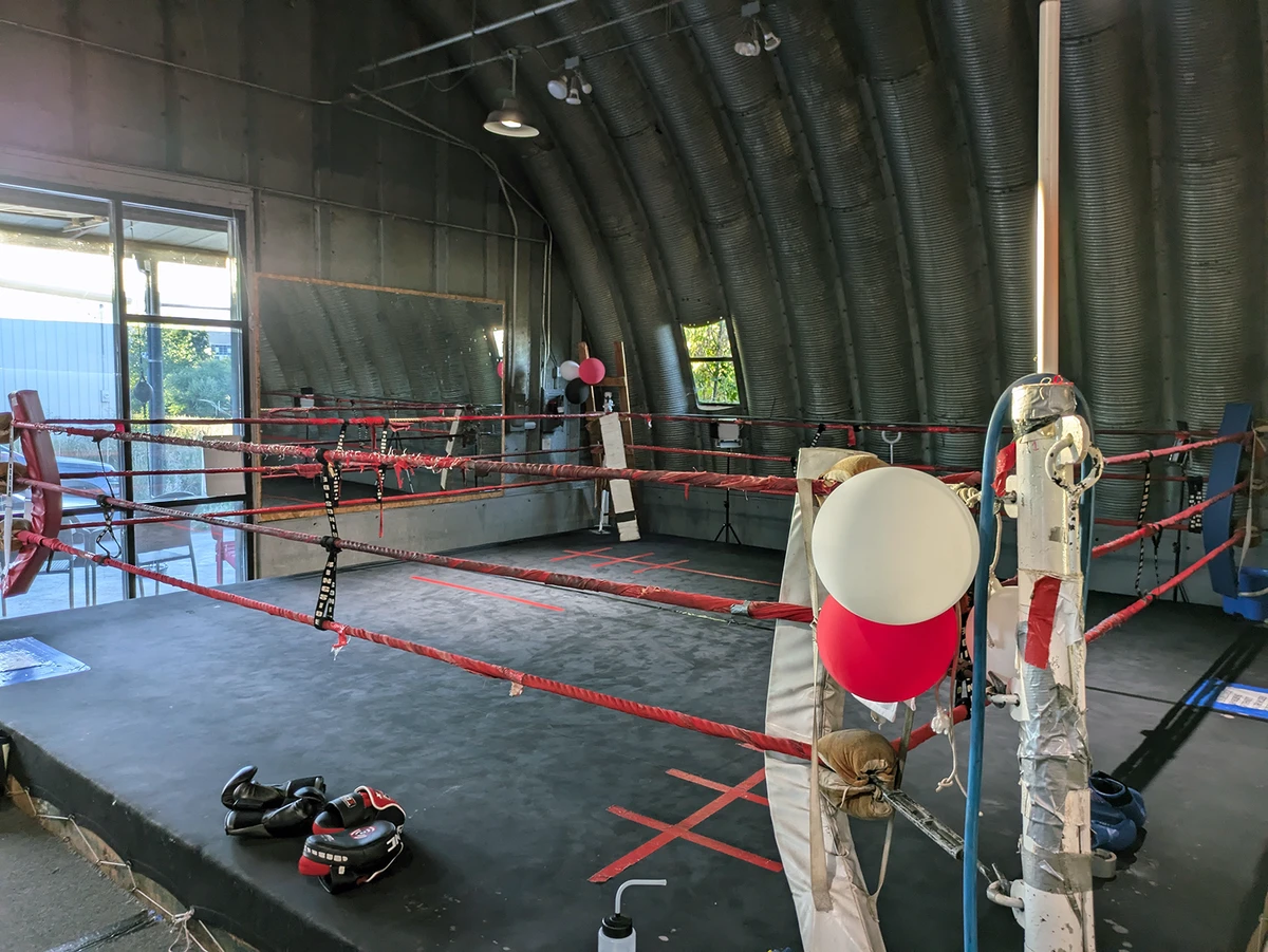 A boxing ring at Front Range Boxing Academy in Boulder