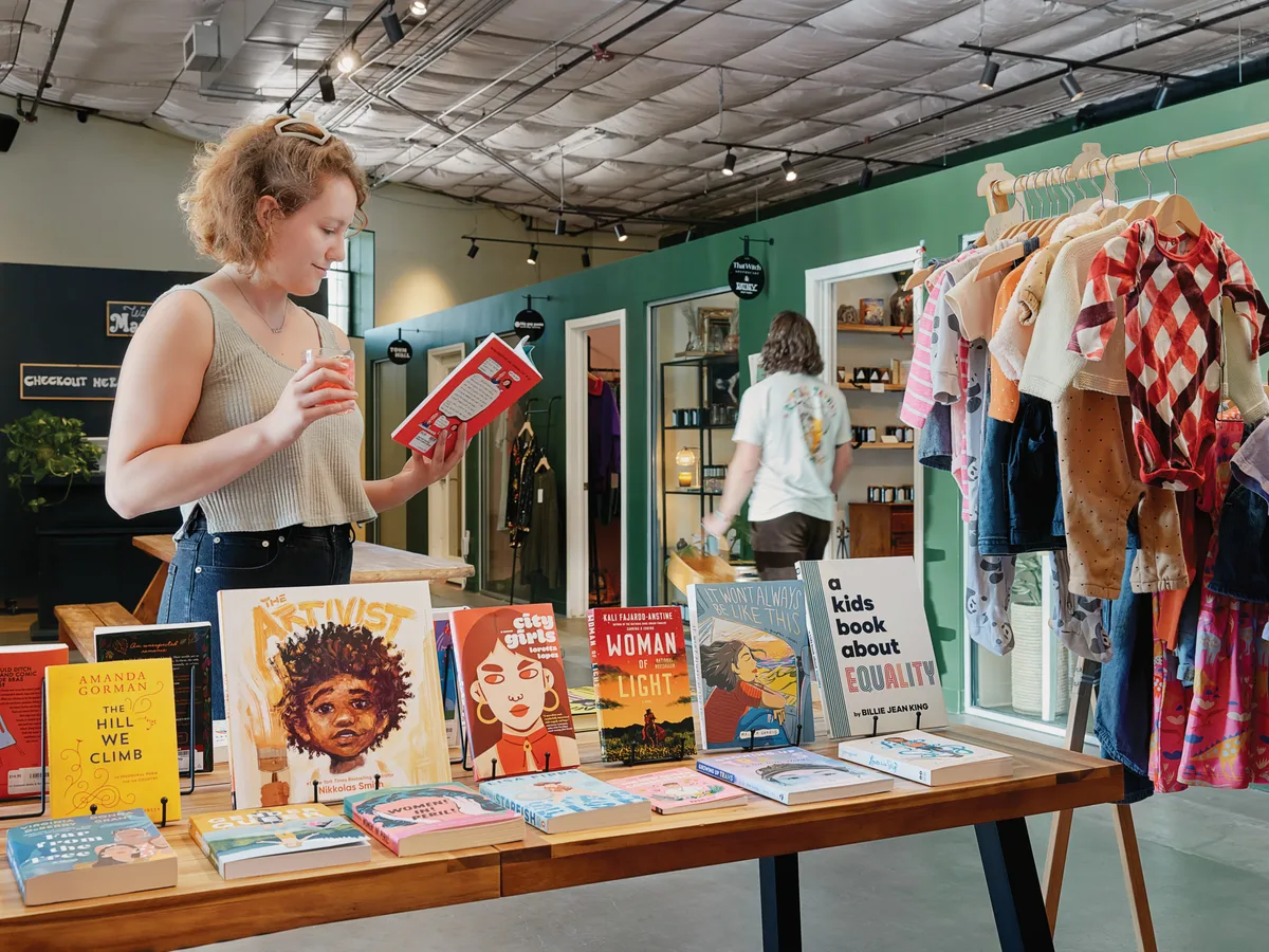 woman reading book