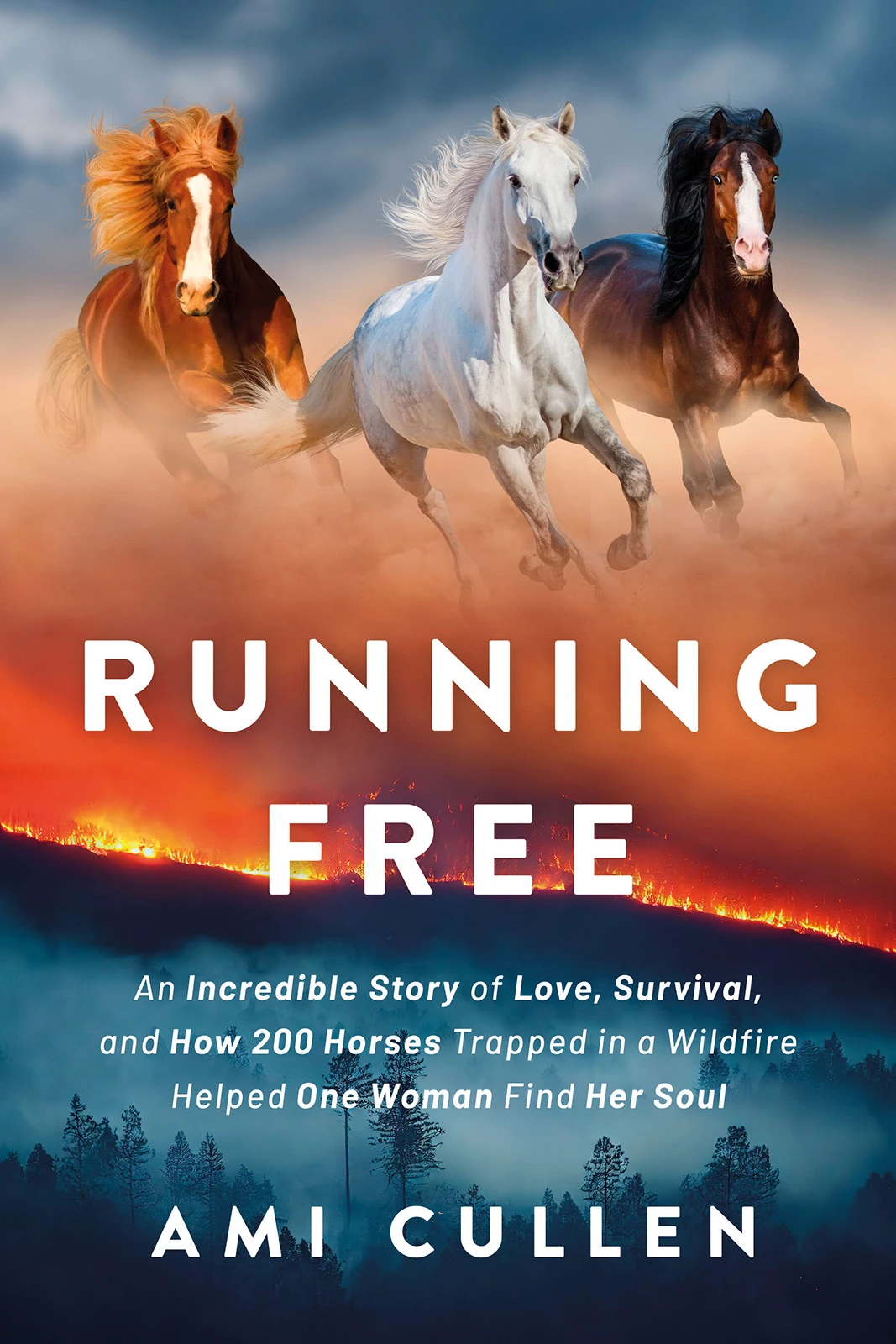Horses run from a fire on a book cover