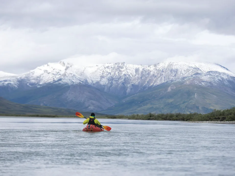 A person paddling in Alaska