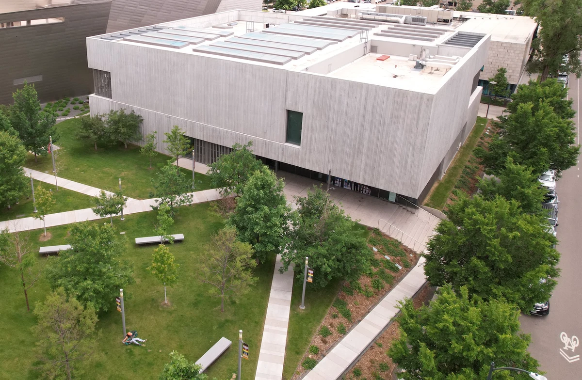 An aerial view of the Clyfford Still Museum