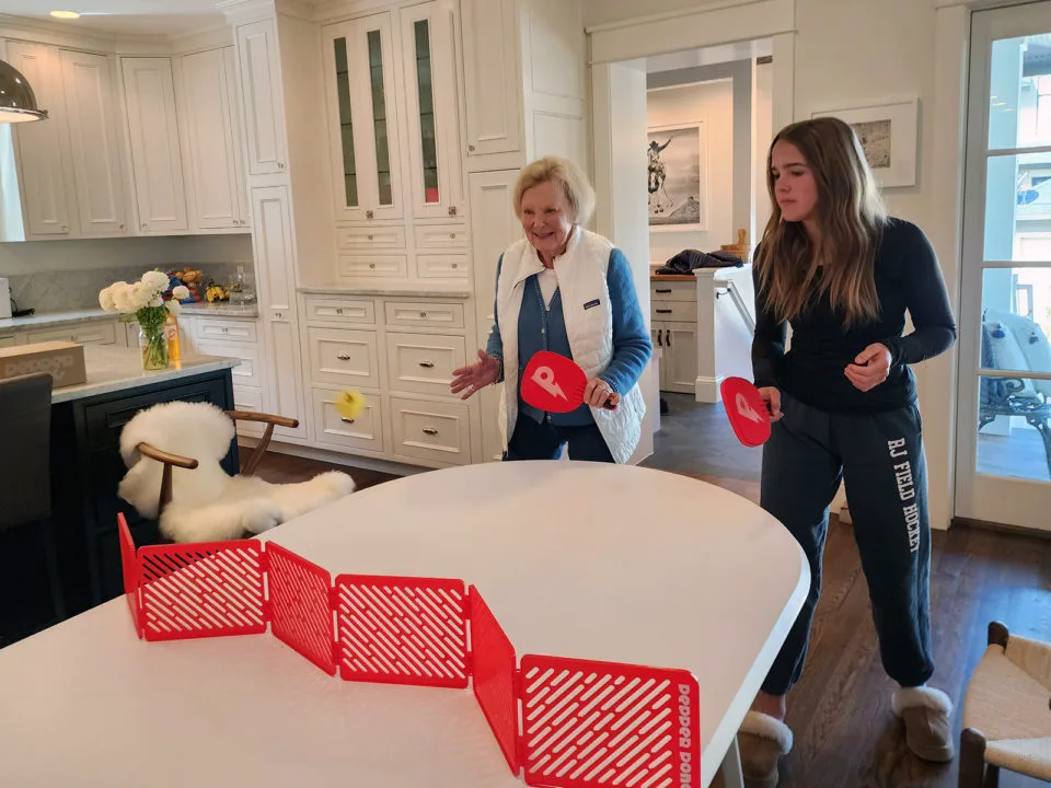 Pepper Pong set up on a kitchen table