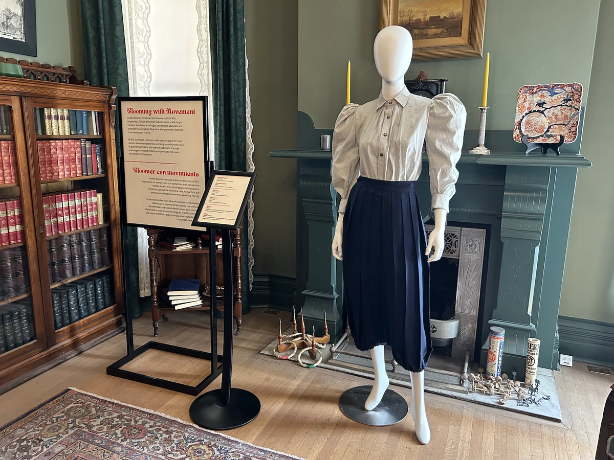 A navy pair of bloomers and a blouse in Rumors of Bloomers
