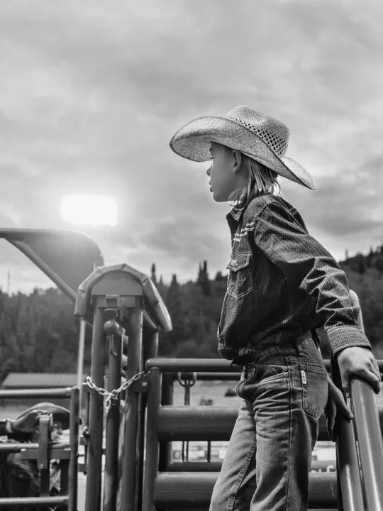 Young cowboy in b&w