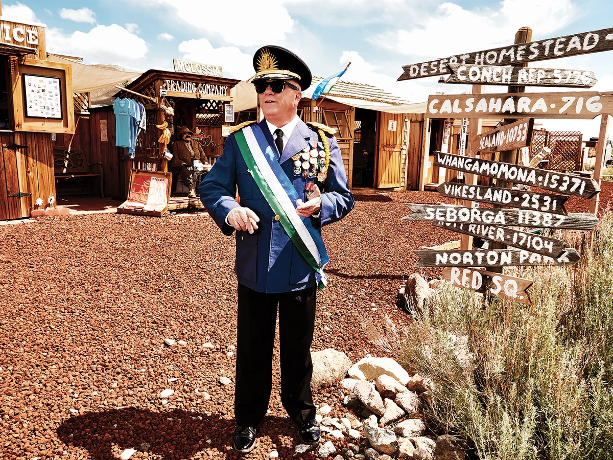 Man in uniform pictured at Republic of Molossia