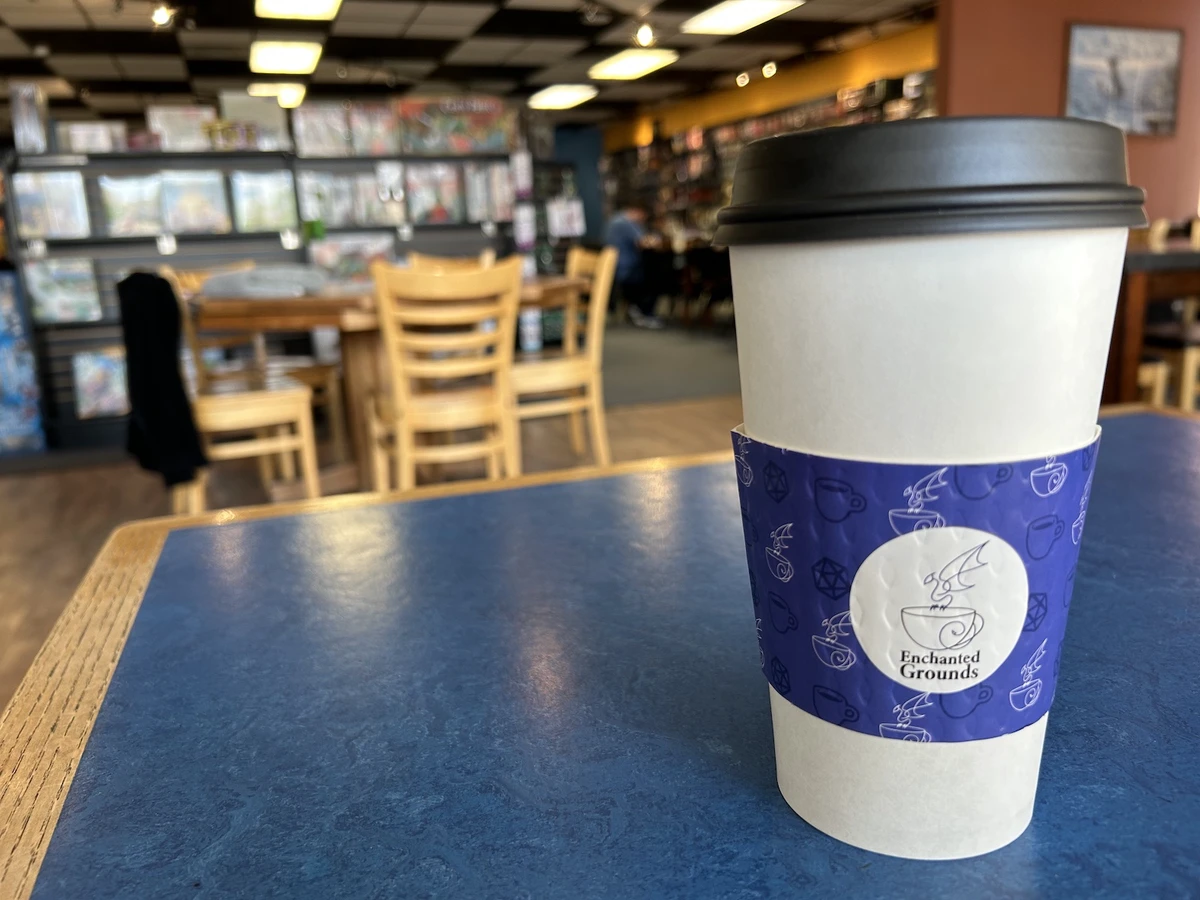 A latte at Enchanted Grounds