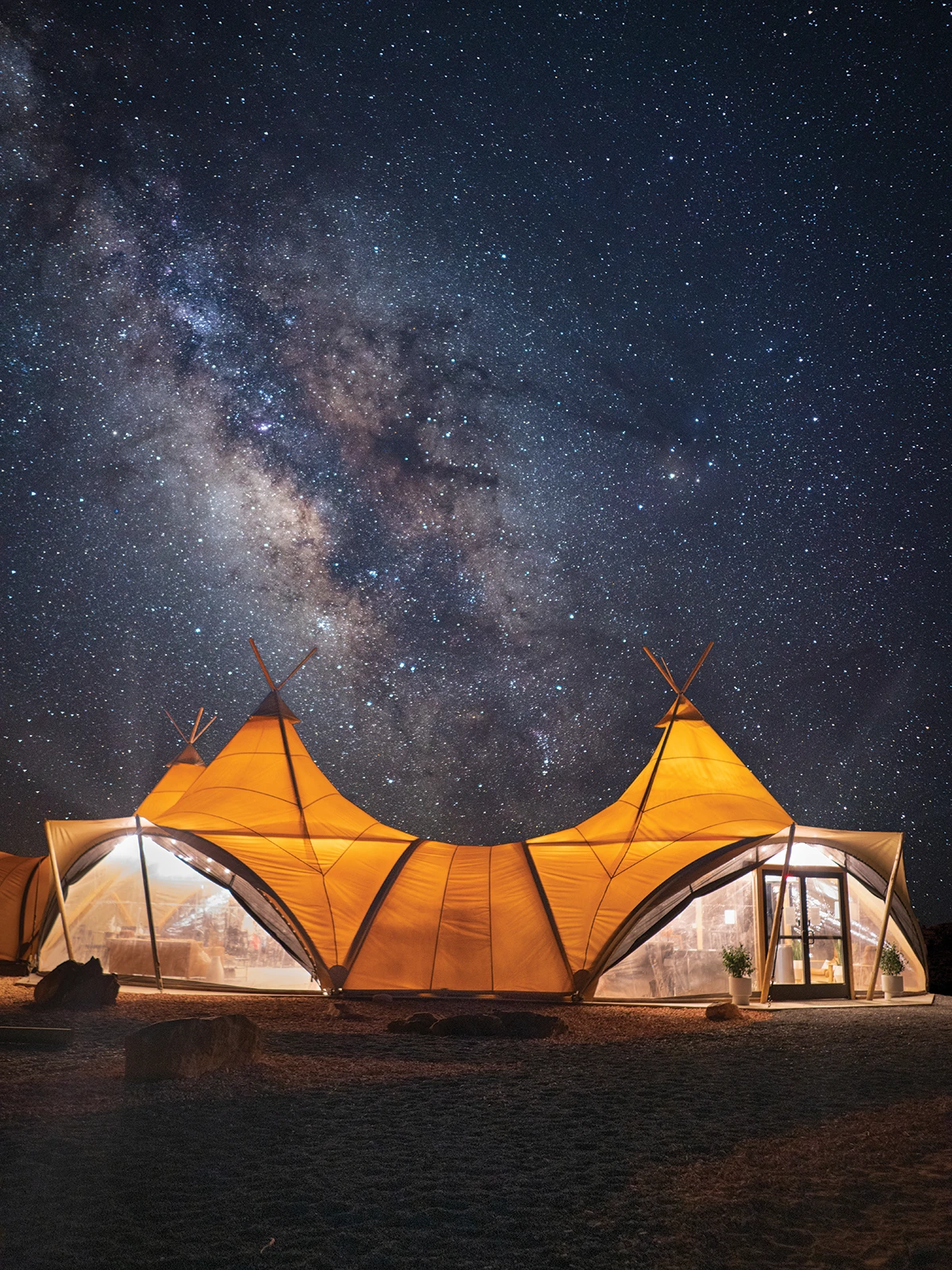 Milky Way seen over tent