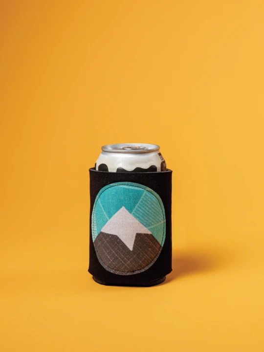 beer cozy on yellow