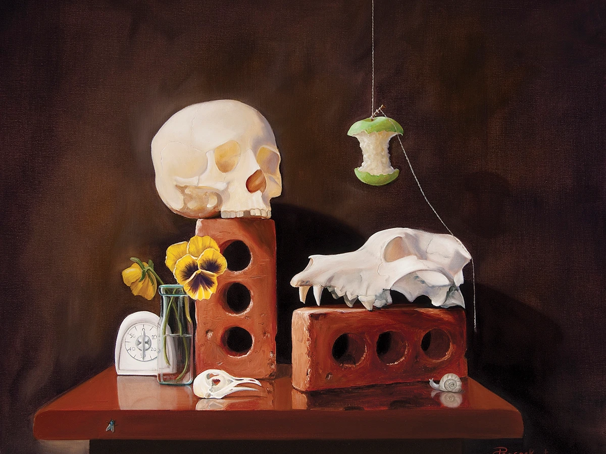 Skulls and bricks artwork