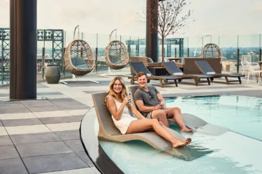 Rooftop pool at Rally Hotel