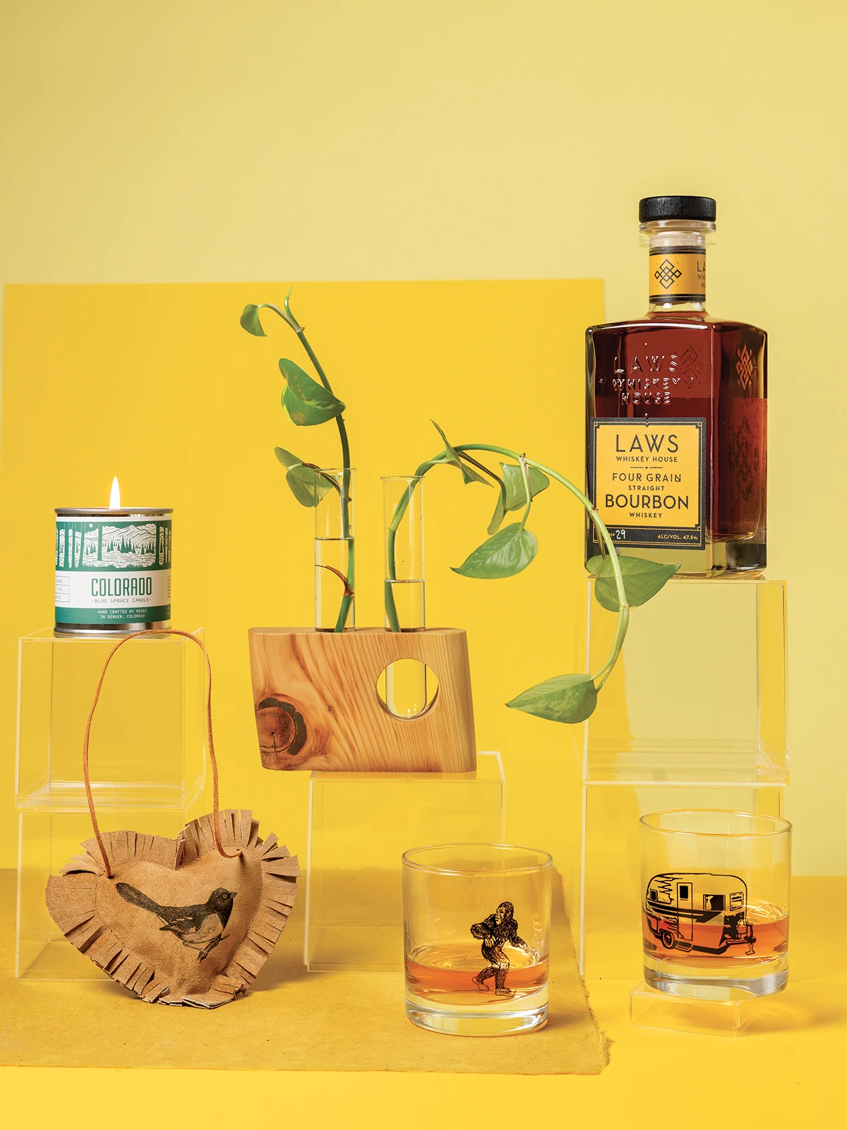 Gifts on yellow