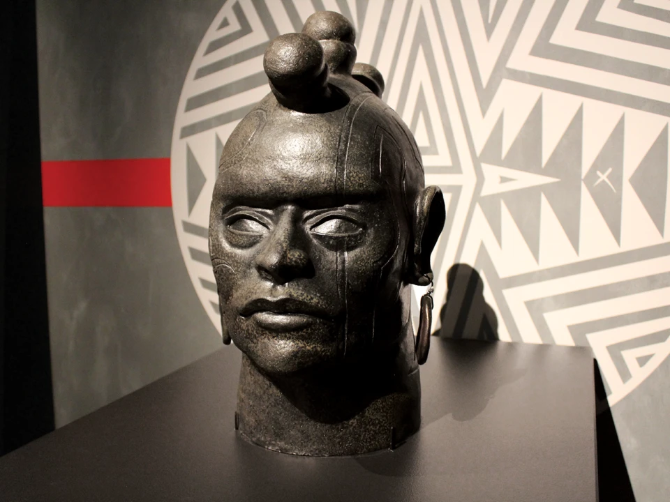 Bust of head on display