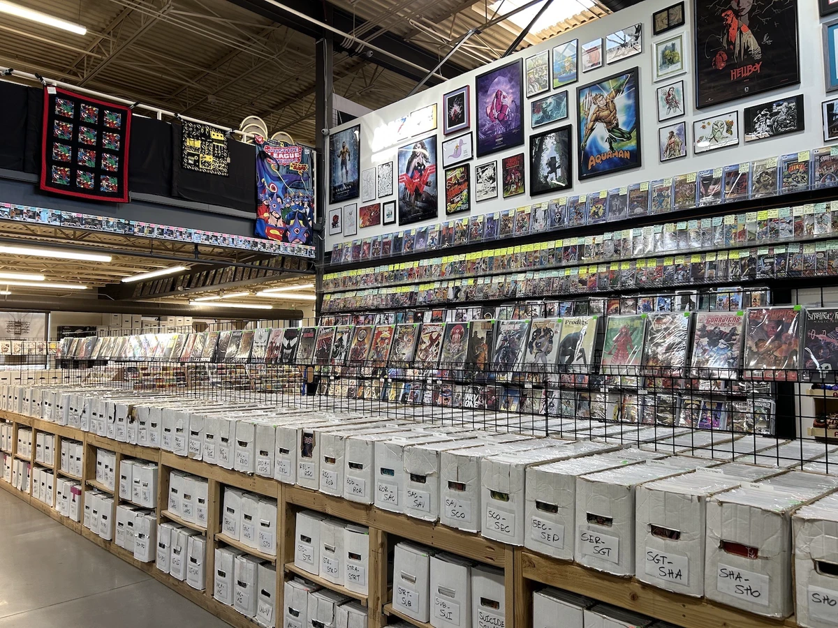 Racks of comics at Hall of Justice Comics & Collectibles