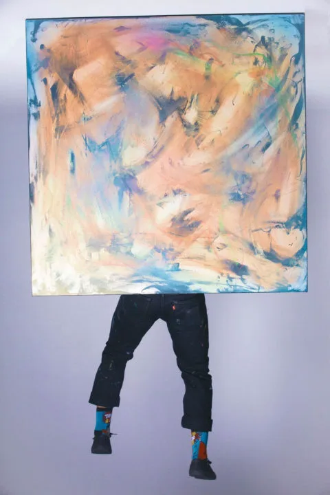 A photo of an abstract painting by Andres Delgado. Photo by Christian Hundley