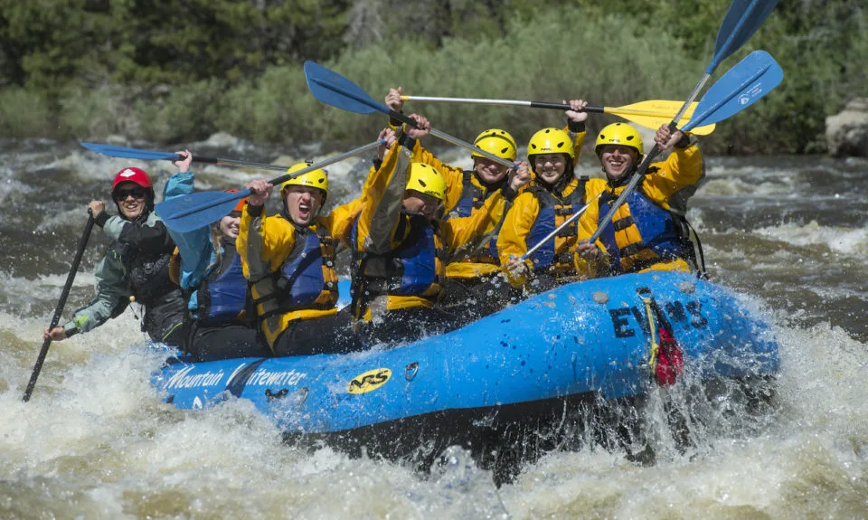 A rafting group on the Poudre River