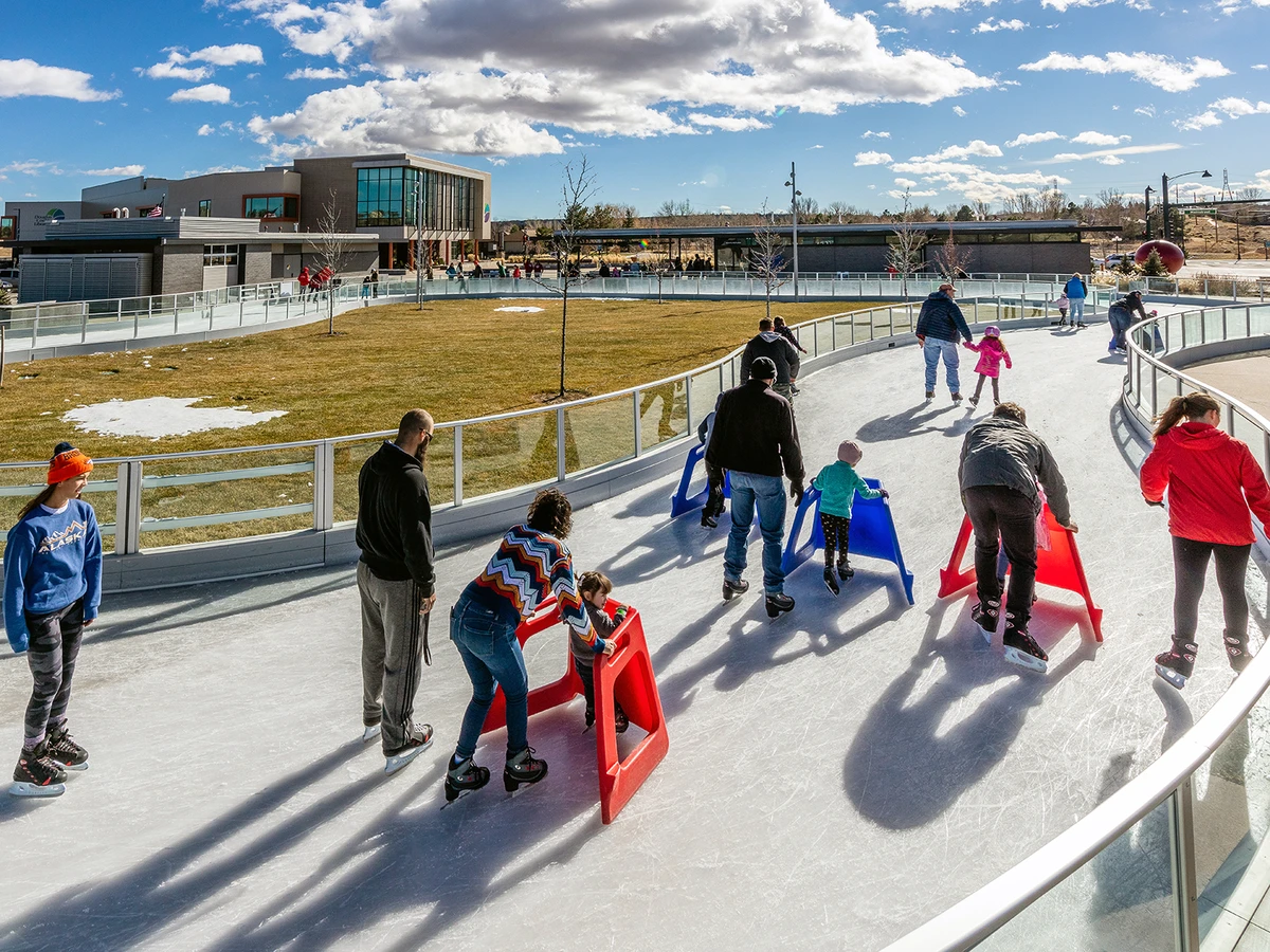 People ice skating the Parker Ice Trail