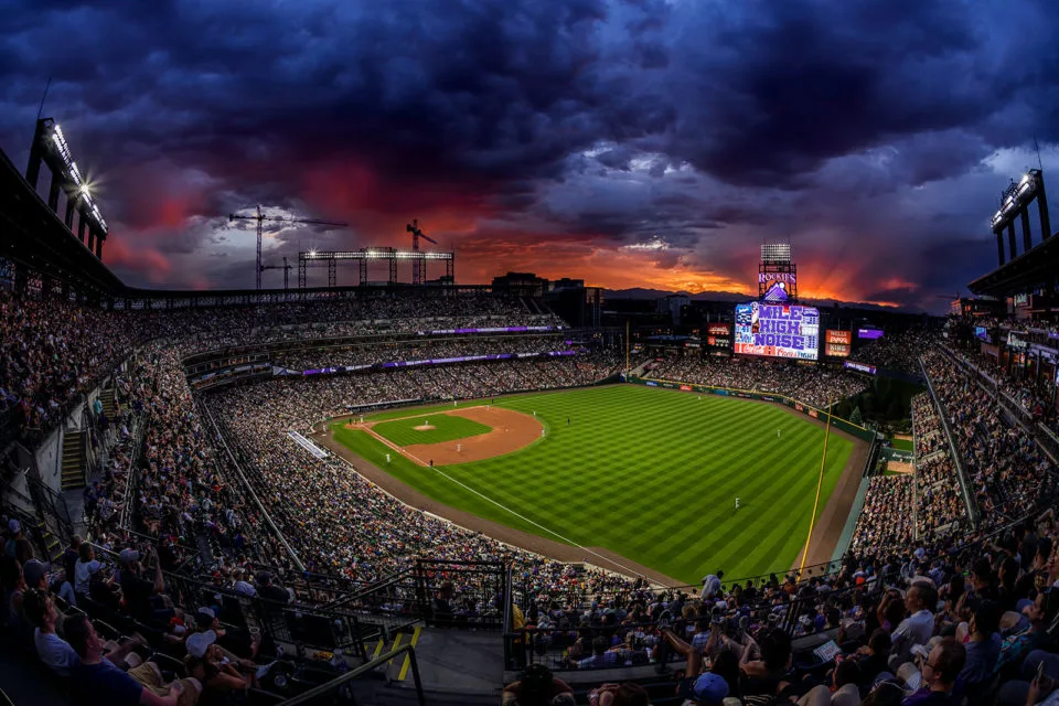 Coors Field at night