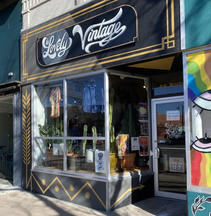 Outside of La Lovely Vintage on Broadway in Denver